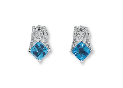 Silver Plated CZ Studded Gemstone Earring